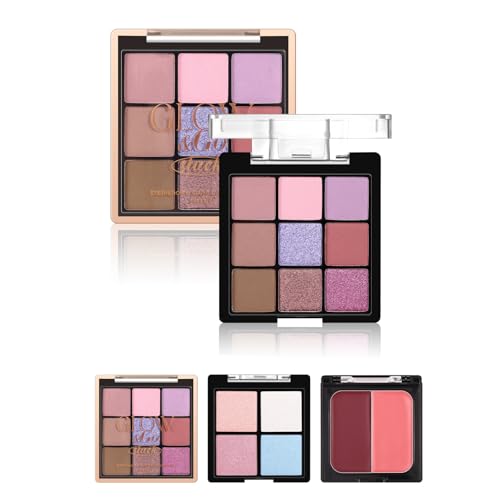 Make-up Set - Weibliche Eye Shadow Palette, 9 Eye Shadow, Pfirsich Augen Schatten und glänzende Highlighter Stift, reife Haut Frauen Make-up Geschenk Set, drei in einem tragbar (#1) von PCC PTYXIS