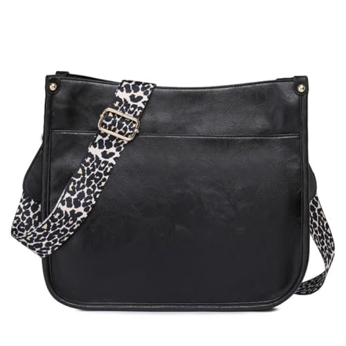 PCCYFZ Damen Crossbody Bag Damen Mit Verstellbarem Breitem Schultergurt Kleine Handtasche Damen Umhängetasche (schwarz) von PCCYFZ