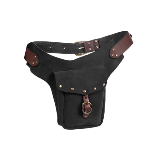 Retro-Stil Leder kleine Geldbörse Sport Reiten Hüfttasche Kurze Leggings für Damen Hüfttasche (schwarz) von PCCYFZ