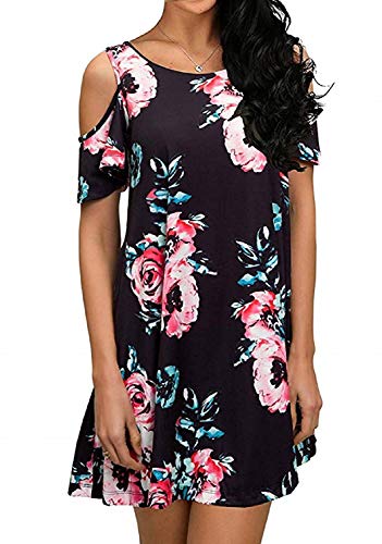 PCEAIIH Damen Langarm Freizeitkleid mit Taschen Einfarbiges Sommerkleid Rundhals Baumwolle Minikleid von PCEAIIH