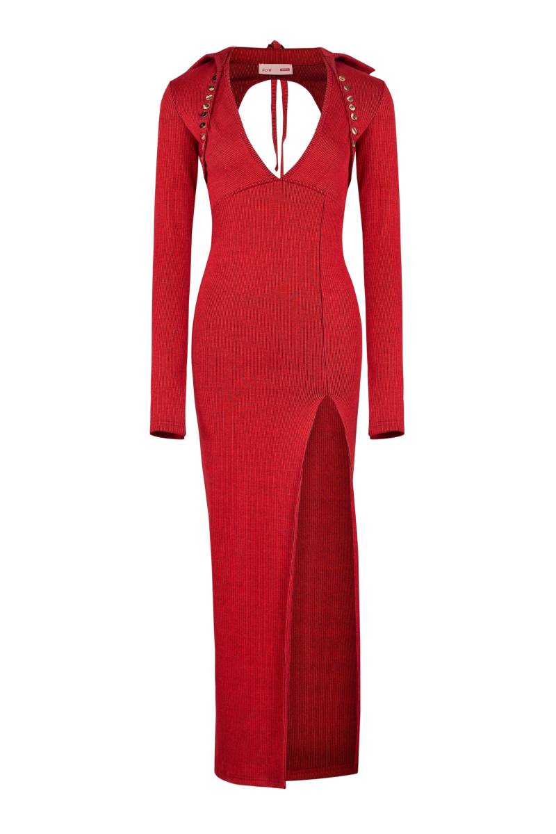 YOUR *ITCH 2 TONES RIB DRESS - Red - S - PCFG - Midi dresses von PCFG