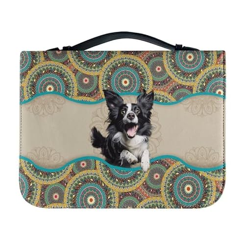 PCSJRKG Bibel-Tragetasche für Jungen und Mädchen, große Leder-Bibeltasche mit Tasche und Reißverschluss, Boho Floral 3D Border Collie – Mehrfarbig, X-Large PCSJRKG Bibel-Tragetasche für Jungen und Mädchen, große Leder-Bibeltasche mit Tasche und Reißverschluss, Boho Floral 3D Border Collie – Mehrfarbig, X-Large von PCSJRKG