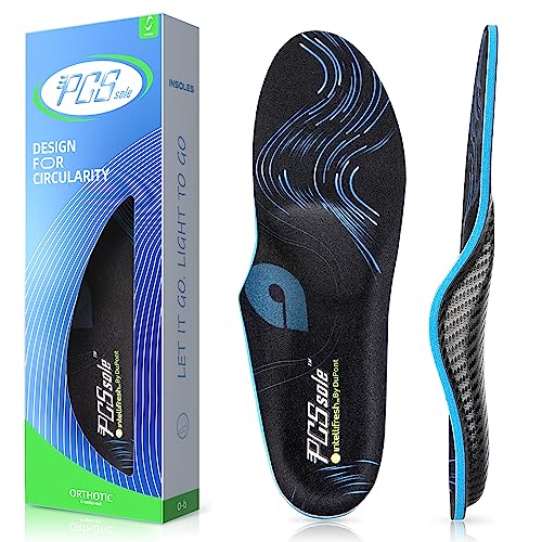 PCSsole Plantar Fasciitis Orthopädische Einlegesohlen, Arch Support Schuheinlagen für Plattfüße, Fersensporn Einlagen, Komfortable Einlegesohlen für Männer und Frauen, Schwarz (23CM) von PCSsole