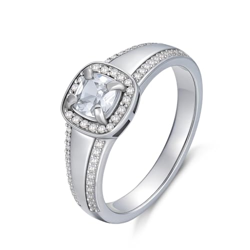 Herren Trauringe 925 Sterling Silber Ring mit weißen AAAAA Zirkonia Verlobungs- und Versprechensring für Männer Silberbandring (70(22.2)) von PDTJMTG