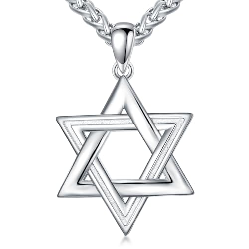 PDTJMTG Davidstern Halskette 925 Sterling Silber Jüdischer Stern Anhänger Schmuck Geschenke für Herren Frauen PDTJMTG Davidstern Halskette 925 Sterling Silber Jüdischer Stern Anhänger Schmuck Geschenke für Herren Frauen von PDTJMTG
