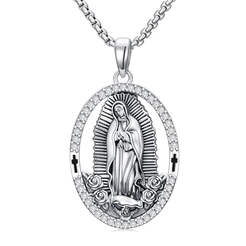 PDTJMTG Jungfrau Maria Halskette 925 Sterling Silber Jungfrau Maria Anhänger von PDTJMTG