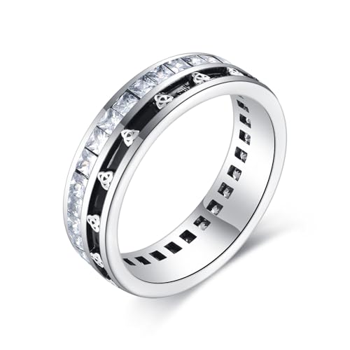 Zirkonia Ring 925 Sterling Silber Ringe Keltischer Knoten Weiß AAAAA Cubic Zirconia Verlobungsversprechensring für Frauen und Männer Silberring (65(20.6)) von PDTJMTG