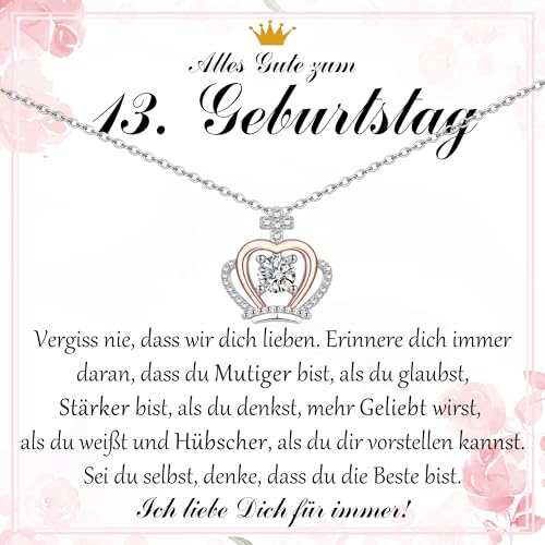 PDTU 13 Geburtstag Mädchen, Krone Kette Geschenke für 13 Jährige Mädchen zum Geburtstag, Liebevolle Geschenke für 13. Geburtstag Mädchen Teenager Mädchen von PDTU