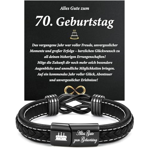 PDTU 70 Geburtstag Männer, Lederarmband mit Gravur Geburtstagsgeschenk für Männer, Geschenke zum 70 Geburtstag Mann Papa Opa Onkel Bruder von PDTU