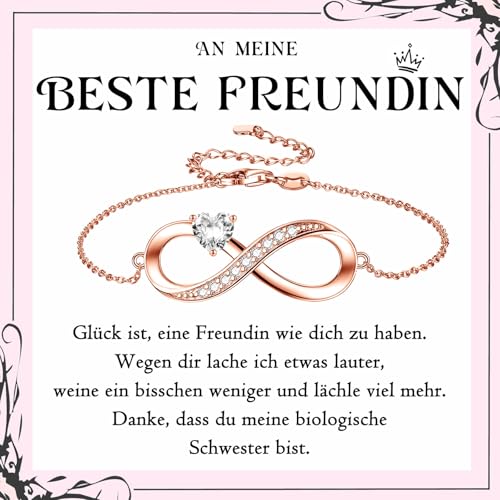 PDTU Beste Freundin Armband Unendlichkeitszeichen Geschenk für Freundschaft, Geburtstag, Abschluss, Einschulung, Hochzeit, Weihnachten - Rosegold von PDTU