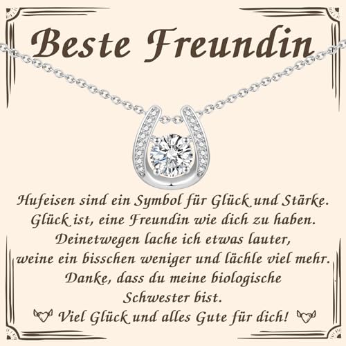 PDTU Beste Freundin Geschenke, Hufeisen Glücksbringer Kette Geschenke für Beste Freundin Freundschaft Geschenk zum Prüfung Geburtstag Abschluss Einschulung Weihnachten Taufe von PDTU