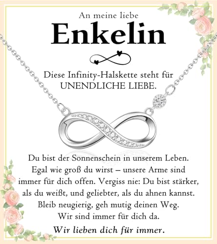 PDTU Geschenk für Enkelin, Unendlichkeitszeichen Kette für Enkelin, Enkelin Geschenke von Oma Opa zum Geburtstag Weihnachten Abschluss Einschulung Kommunion von PDTU