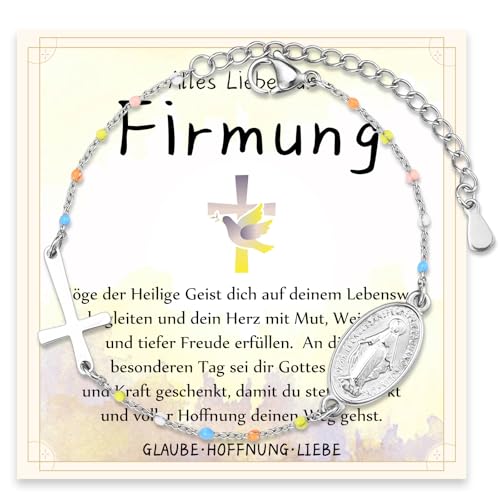 PDTU Firmung Geschenke Mädchen, Firmung Armband Geschenk für Mädchen, Firmungsgeschenk für Tochter Nichte Enkelin von Eltern Paten Großeltern zur Firmung mit Karte von PDTU