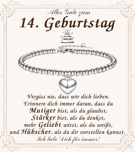 PDTU 14 Geburtstag Mädchen, Armband Geburtstagsgeschenk für Mädchen zum 14. Geburtstag, Coole Geschenke für 14 Jahre Mädchen Teenager zum Geburtstag von PDTU