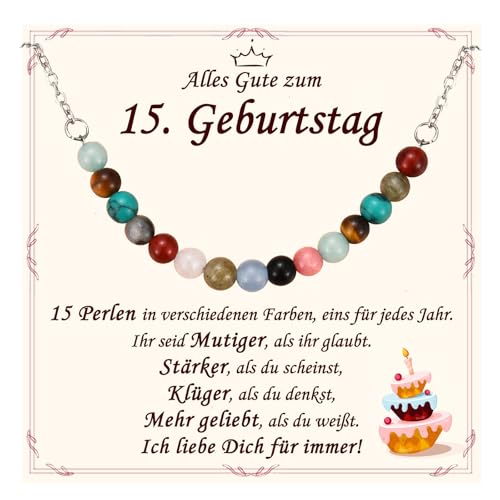 PDTU Geschenk Mädchen 15 Jahre zum Geburtstag, Mädchen Armband Geburtstagsgeschenk für Mädchen Geschenke 15 Jahre, Buntes Perlen Armband Geschenk für Mädchen Teenager zum Geburtstag von PDTU