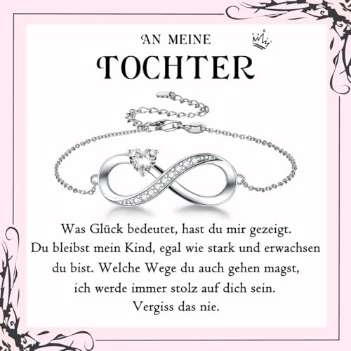 PDTU Geschenk für Tochter, Mutter Tochter Armband Unendlichkeitszeichen Silber 925 Tochter Geschenke von Mama Papa, Geschenkidee für Tochter zum Abschluss Einschulung Weihnachten Hochzeit Geburtstag PDTU Geschenk für Tochter, Mutter Tochter Armband Unendlichkeitszeichen Silber 925 Tochter Geschenke von Mama Papa, Geschenkidee für Tochter zum Abschluss Einschulung Weihnachten Hochzeit Geburtstag von PDTU
