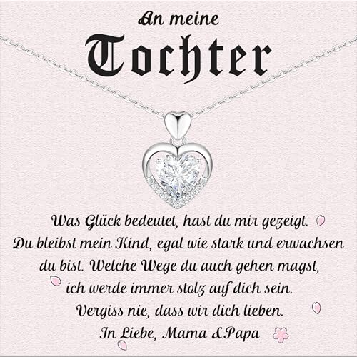 PDTU Geschenk für Tochter, Mutter Tochter Kette Geschenk von Mama Papa, An meine Tochter Kette Geschenk für Tochter zum Geburtstag Abschluss Einschulung Weihnachten von PDTU