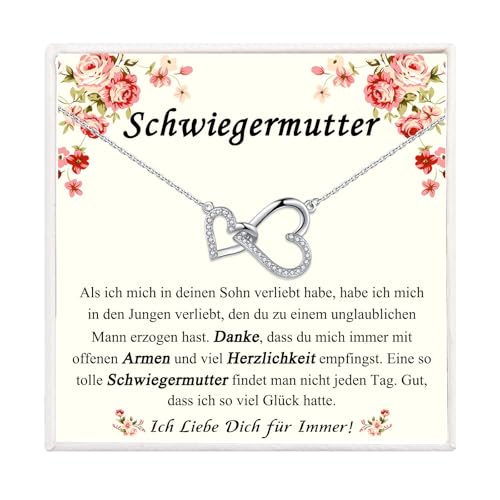 PDTU Geschenke für Schwiegermutter, Herz Unendlichkeitszeichen Kette für Schwiegermutter zum Muttertag, Schwiegermutter Geschenk von Schwiegertochter Schwiegersohn zum Geburtstag Weihnachten Ruhestand von PDTU
