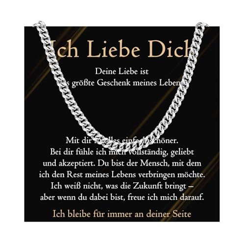 PDTU Ich Liebe Dich Geschenke für Männer, Edelstahlkette für Männer zum Valentinstag, Liebes Geschenk für Ihn Mann Herren zum Hochzeitstag Jahrestag Geburtstag Weihnachten von PDTU