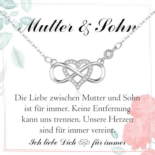 PDTU Geschenke für Mama, Unendlichkeitszeichen Kette Mama Geschenk zum Muttertag Geburtstag, Mama Geschenke von Sohn zum Geburtstag Weihnachten von PDTU