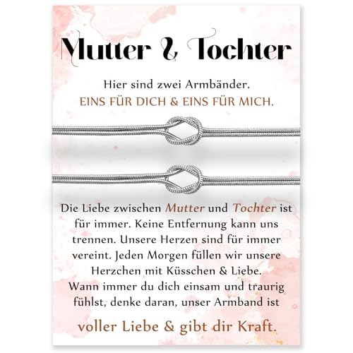 PDTU Mutter Tochter Geschenk, Mutter Tochter Armband Unendlichkeitszeichen Geschenke für Mama zum Muttertag Geburtstag, Tochter Geschenke von Mama zur Einschulung Geburtstag Weihnachten von PDTU