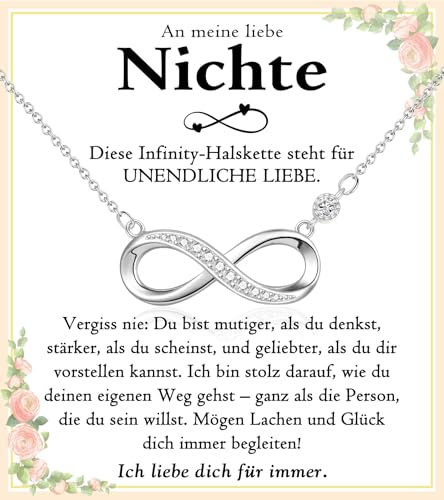 PDTU Geschenk für Nichte, Unendlichkeitszeichen Kette für Nichte, Nichte Geschenke von Tante Onkel zum Geburtstag Weihnachten Abschluss Einschulung Kommunion von PDTU