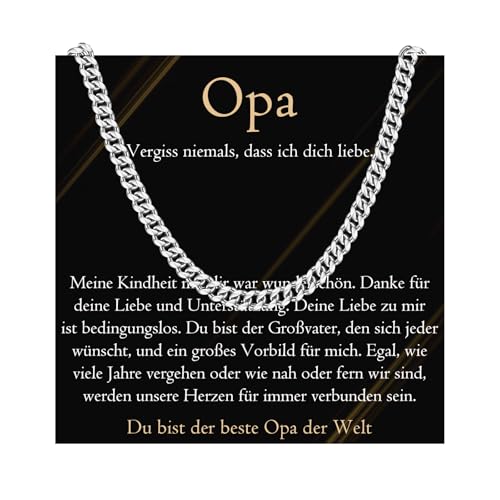 PDTU Geschenke für Opa, Edelstahlkette für Opa Großvater, Bester Opa Geschenke von Enkel Enkelkind, Kette für Opa Geschenk zum Vatertag Geburtstag Weihnachten Ruhestand von PDTU