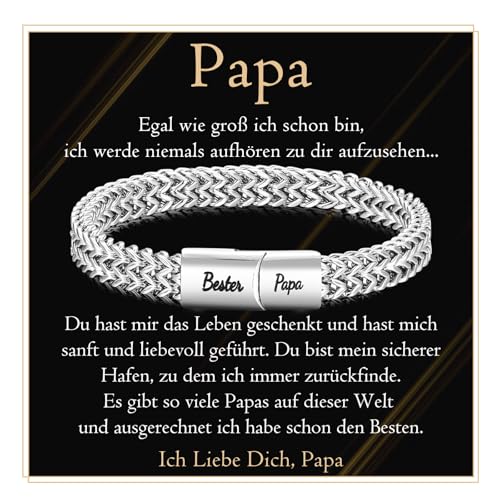PDTU Papa Geschenk, Edelstahlarmband mit Gravur für Papa, Bester Papa Armband Geschenke für Vater zum Vatertag Geburtstag Weihnachten Ruhestand PDTU Papa Geschenk, Edelstahlarmband mit Gravur für Papa, Bester Papa Armband Geschenke für Vater zum Vatertag Geburtstag Weihnachten Ruhestand von PDTU