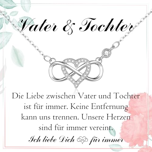 PDTU Vater Tochter Geschenk, Kette Unendlichkeitszeichen Tochter Geschenke von Papa zum Einschulung Abschluss, Kette An meine Tochter zum Geburtstag Weihnachten von PDTU