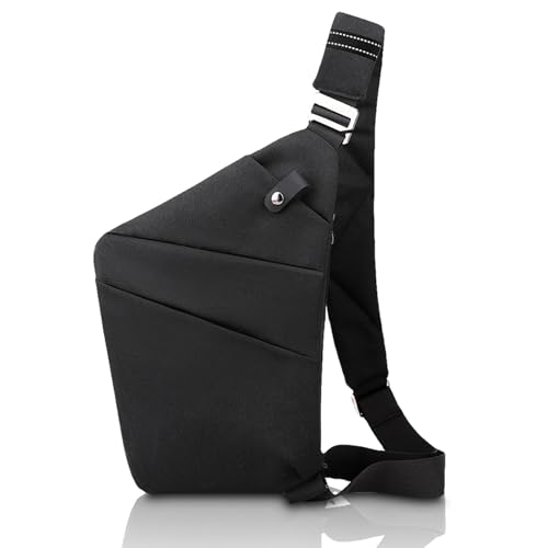 PDUHKO North Carry Slim Sling Bag, Anti-Diebstahl, wasserdicht, Schultertasche, Rucksack, Brust, Crossbody-Tasche für Damen und Herren, Schwarz, rechts PDUHKO North Carry Slim Sling Bag, Anti-Diebstahl, wasserdicht, Schultertasche, Rucksack, Brust, Crossbody-Tasche für Damen und Herren, Schwarz, rechts von PDUHKO
