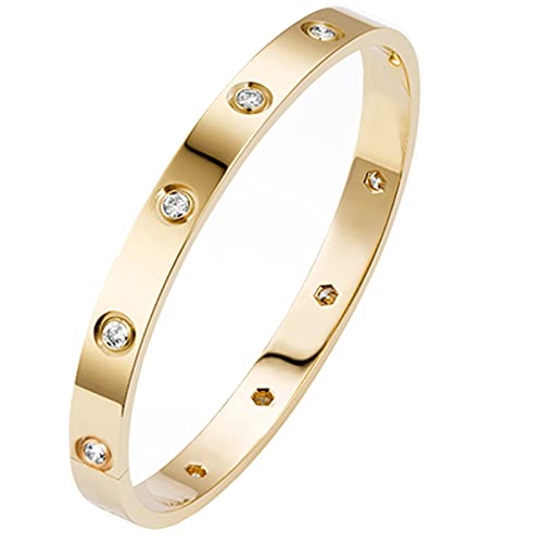 PDWZNBA 18K Gold Plated Love Friendship Bracelet with Cubic Zirconia Stones Bangle Cuff Best Gifts with Crystal for Mother's Day Valentine's Day Wedding Couples and Birthdays, 7.1, Edelstahl, Zirkonia PDWZNBA 18K Gold Plated Love Friendship Bracelet with Cubic Zirconia Stones Bangle Cuff Best Gifts with Crystal for Mother's Day Valentine's Day Wedding Couples and Birthdays, 7.1, Edelstahl, Zirkonia von PDWZNBA
