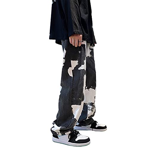 Herren y2k Baggy Jeans Loose Fit Straight Wide Leg Cargo Denim Pants Relaxed Fit Hose Streetwear (z3, XL) von PDYLZWZY