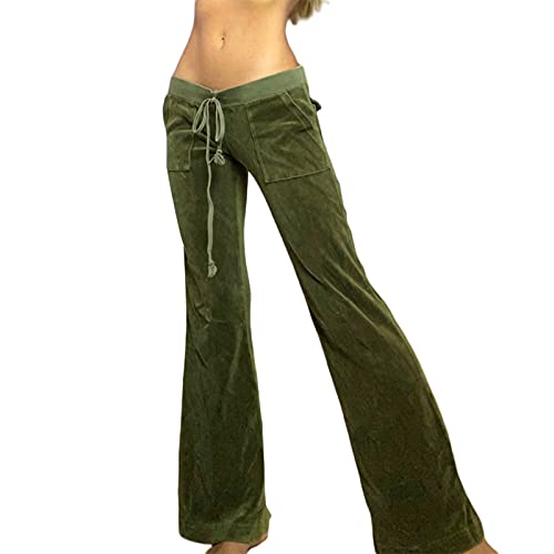 PDYLZWZY Damen 2-teiliges Samt-Trainingsanzug-Set Herz-Print-Langarm-Crop-Reißverschluss-Hoodie und Jogginghose Y2K Trainingsanzug-Set (Green Pants, L) von PDYLZWZY