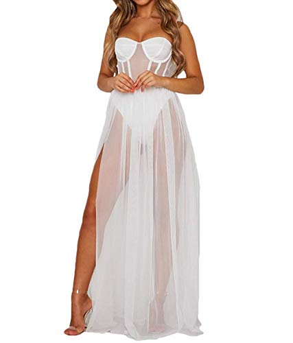 PDYLZWZY Damen Glitter Durchsichtiges Mesh Kleid Strand Bikini Cover Up für Swimwea Clubwear (z2, M) von PDYLZWZY
