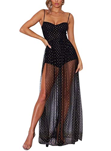 PDYLZWZY Damen Glitter Durchsichtiges Mesh Kleid Strand Bikini Cover Up für Swimwea Clubwear (z5, M) von PDYLZWZY