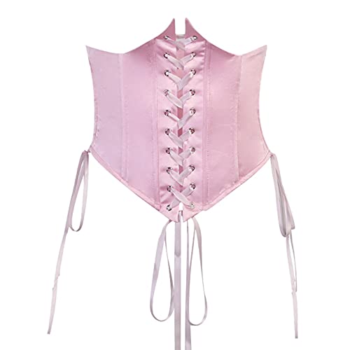 PDYLZWZY Damen Push Up Bustiers Korsett Unterbrust Gothic Taille Gürtel Crop Tops Taille Korsett Clubwear Party Outwear (Pink Bustier, S) von PDYLZWZY