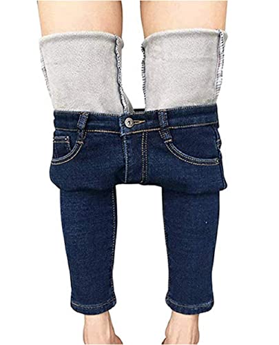 PDYLZWZY Damen Thermohose mit Innenfleece Winterhose Heiß Warm Gefütterte Jeans Straight Hose mit Weitem Gummizug Band Jeans Leggings Fleece Treggings Damen Große Größen (z2, S) von PDYLZWZY