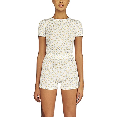 PDYLZWZY Damen Y2K Shorts Set Herzdruck Schlafanzug ärmellos V-Ausschnitt Cami Tops und Shorts Sommer Loungewear Streetwear (Yellow#1, S) von PDYLZWZY