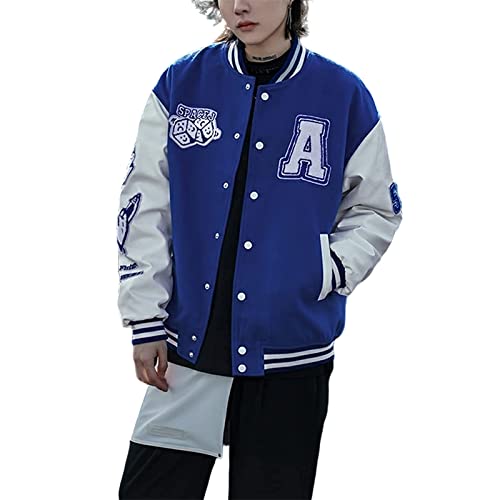 PDYLZWZY Dcottonamen Casual Oversized Baseball Jacken Langarm Freund Baggy Brief Stickerei Bomberjacken Herbst Streetwear (x8, S) von PDYLZWZY