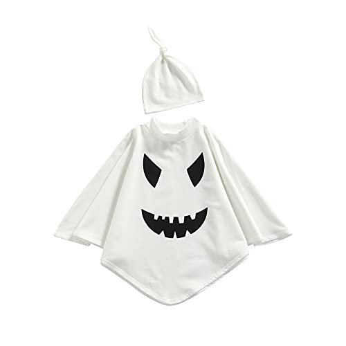 PDYLZWZY Halloween Kleinkind Gespenst Kostüm, Baby Jungen Mädchen Gespenst Kapuzenmantel Cape Weiß Gespenst Gesicht Party Cosplay Robe Gespenst Kostüm von PDYLZWZY