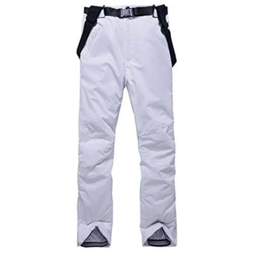 PDYLZWZY Isolierte Skilätzchen wasserdichte Schneehose Winddichte Snowboarding-Overall Hose mit abnehmbaren Hosenträgern (White, Medium) von PDYLZWZY