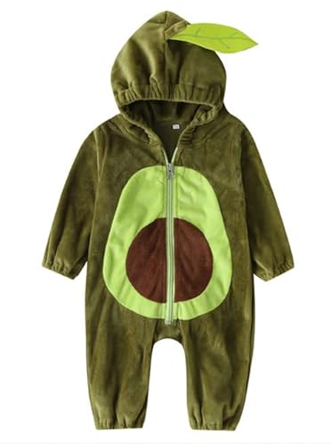 PDYLZWZY Kleinkind Baby Jungen Mädchen Green Avocado Kostüm Ärmellose Hoodies Rugby -Outfit Reißverschlussbody mit Strümpfen Halloween Kostüme (Green#1, 2-3 Years) von PDYLZWZY