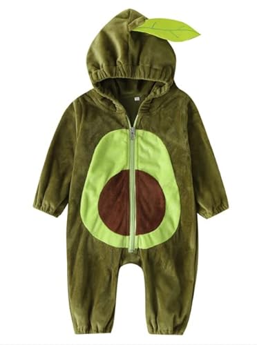 PDYLZWZY Kleinkind Baby Jungen Mädchen Green Avocado Kostüm Ärmellose Hoodies Rugby -Outfit Reißverschlussbody mit Strümpfen Halloween Kostüme (Green#1, 9-12 Months) von PDYLZWZY