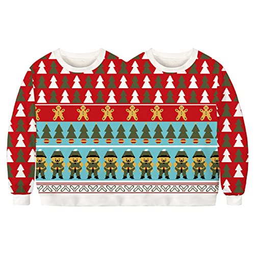 PDYLZWZY Zwei-Personen-Weihnachtspullover, hässlicher Weihnachtspullover für Damen und Herren, Bedruckt mit lustigen Paar-Weihnachtspullovern (Red, S/M) von PDYLZWZY