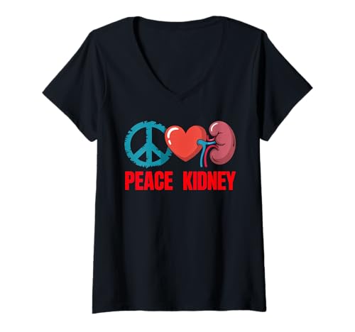 Damen Dialysekrankenschwester Nierentransplantation Nephrologie T-Shirt mit V-Ausschnitt von PEACE LOVE DIALYSIS
