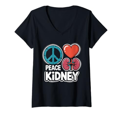 Damen Dialysekrankenschwester Nierentransplantation Nephrologie T-Shirt mit V-Ausschnitt von PEACE LOVE DIALYSIS