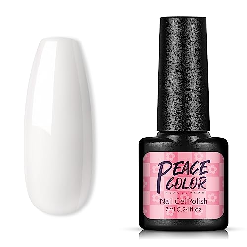 PEACECOLOR 7ml Weiß Gel Nagellack, Semi Permanent Gellack, Soak Off UV/LED Kunst Maniküre Gel Nail Polish von PEACECOLOR