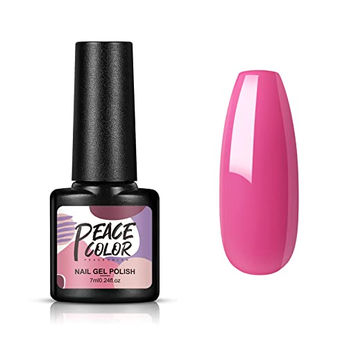 PEACECOLOR UV/LED Nagellack Magenta, 7ML Gel Nail Polish, UV Farbgel Gellack für Anfänger & Salon-Profis von PEACECOLOR