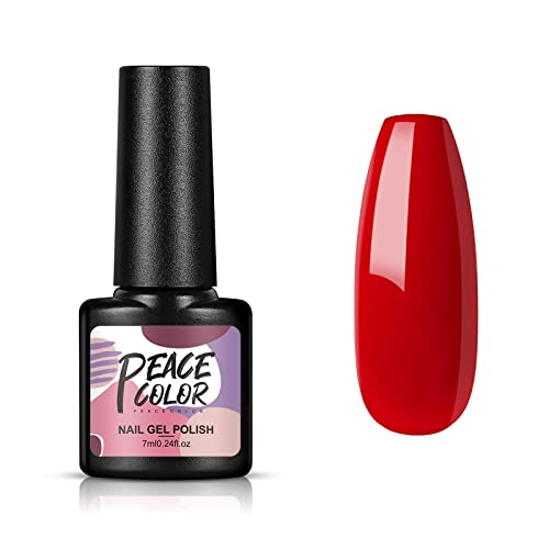 PEACECOLOR UV Nails Gel Rot, Gel Nagellack Soak-Off Gellack 7ML 1 Farben Gel Nail Polish für Zuhause von PEACECOLOR