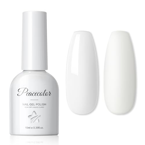 PEACECOLOR UV Nagellack Weiß - 10ML Soak Off Gel Nagellack UV Professionelle Nail Polish Gel Nägel Nagellackgel für Nagelkunst Maniküre, Salon, DIY zu Hause von PEACECOLOR